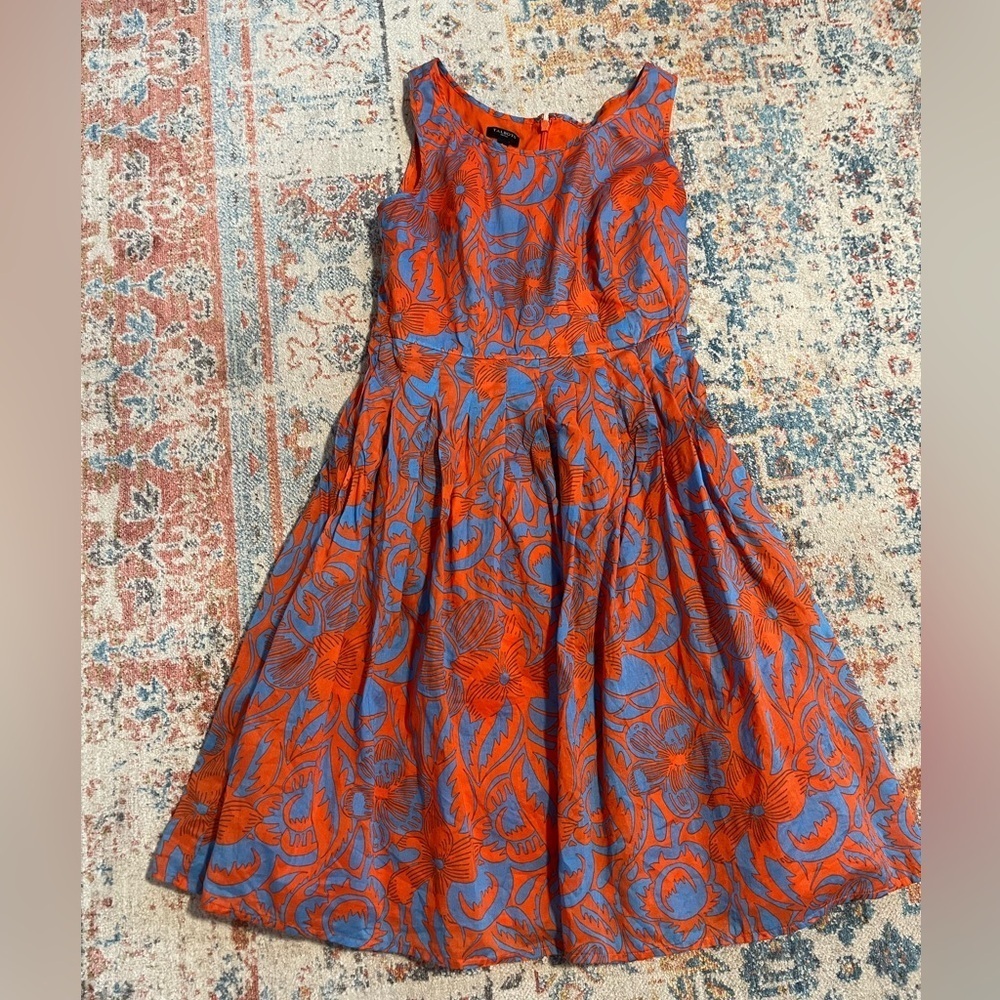 Talbots sleeveless cotton a-line floral print dress